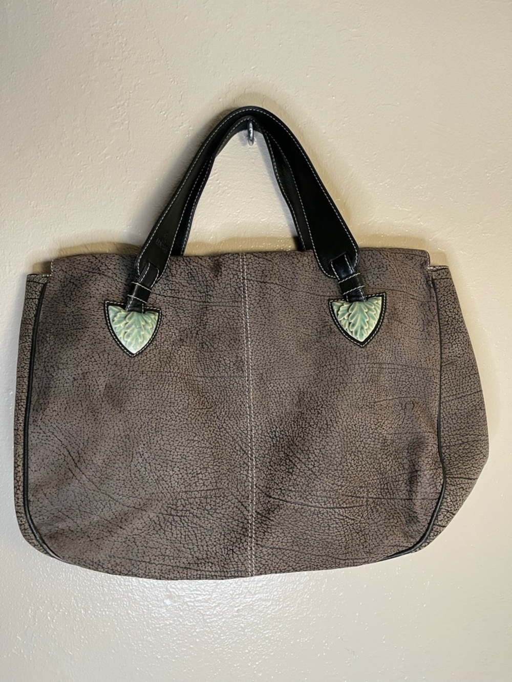 Vintage Lladro suede handbag brown tan oversized